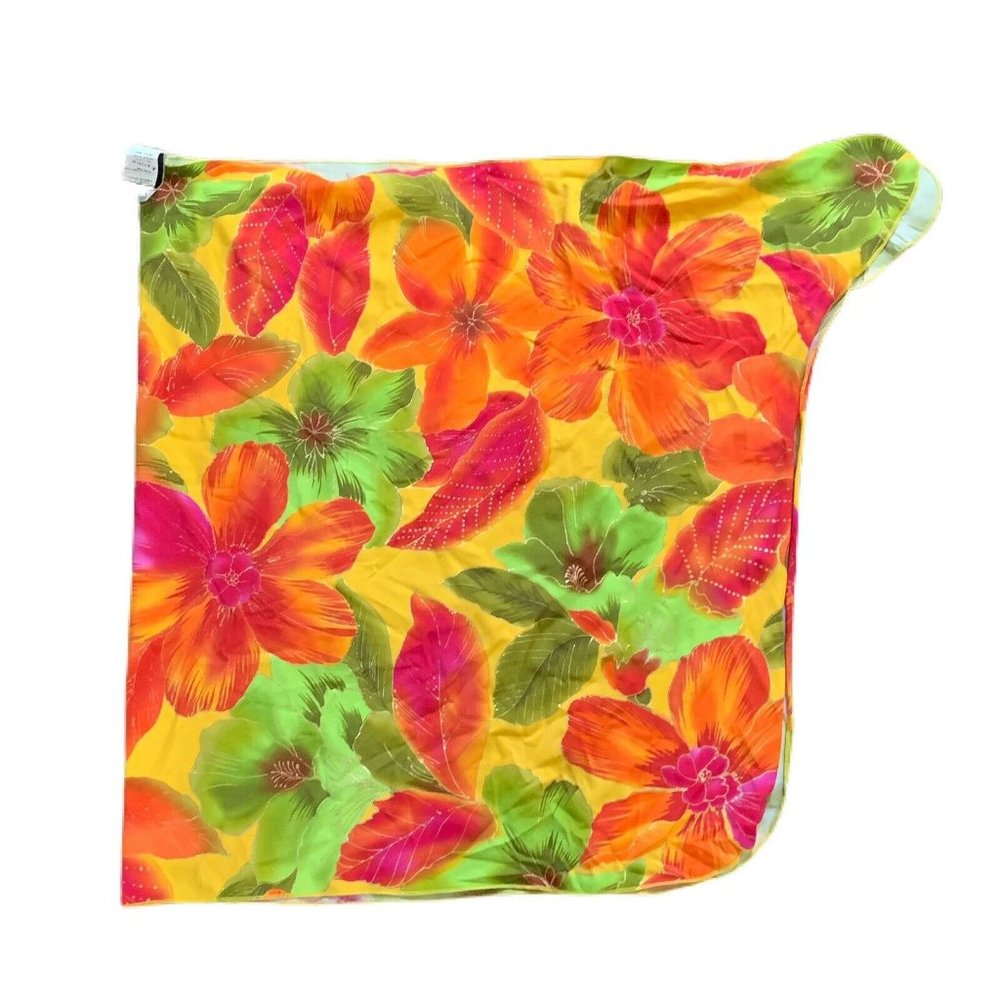 Longitude Hawaiian Floral Swim Cover Up Wrap Skirt One Size